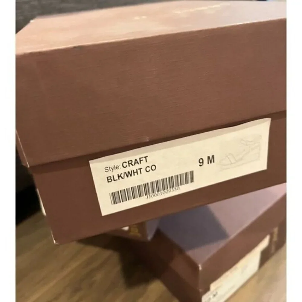 NWT Anthropologie Jon Josef Black Leather Cork Wedge Sandals Size 9